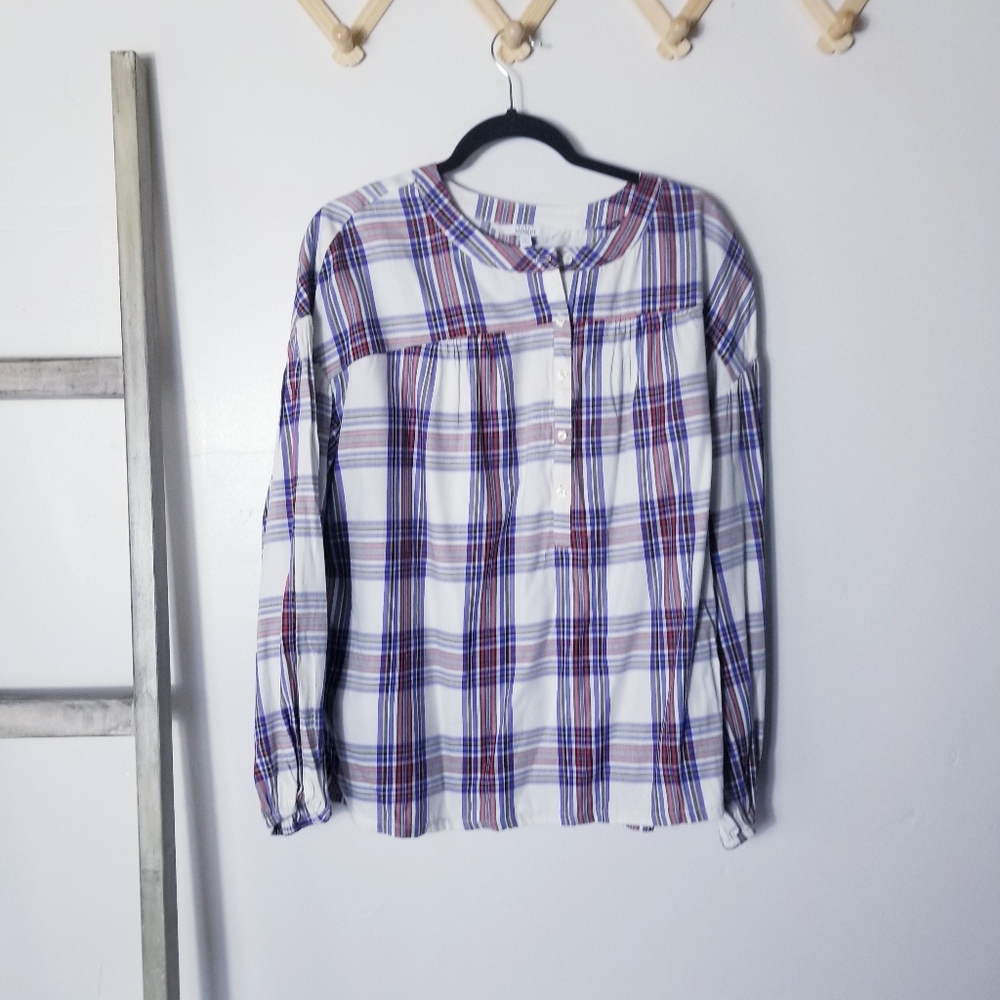 NWT EVERY MOMENT WHITE WITH RED, BLUE, BLACK AND YELLOW STRIPES BLOUSE SIZE XL